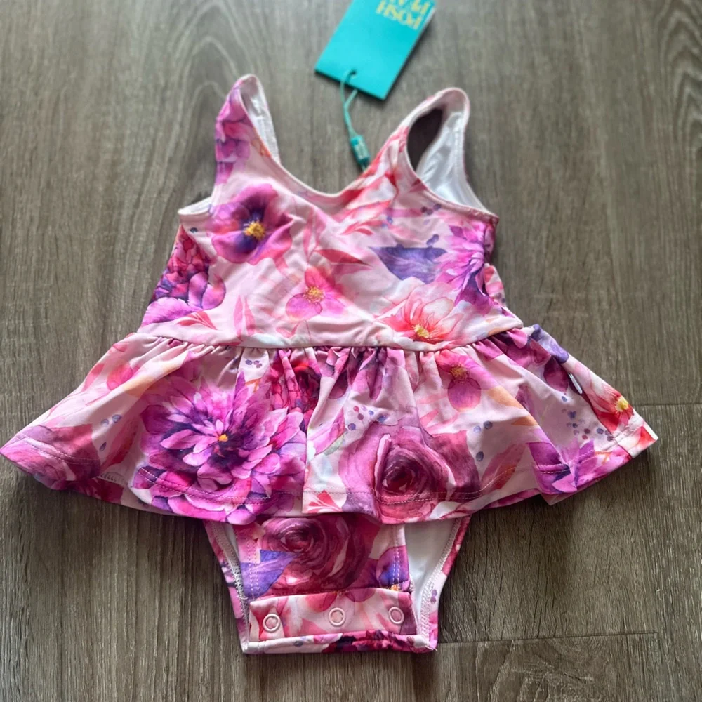 Posh Peanut Infant Swimsuit‎ Twirl Skirt Amira Floral Bathing Suit 0-3 month